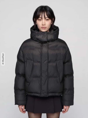 Kurtka w stylu puffer z kapturem model 'Farida-2_B' Hugo Czarny
