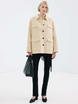 Kurtka wełniana z kieszeniami waniliowy - Kobieta - - MANGO