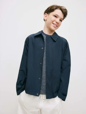 Kurtka z bawełny z koszulowym kołnierzykiem granatowy - Dzieci - - MANGO KIDS