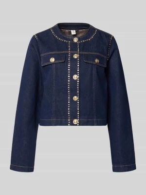 Kurtka z czystej bawełny z tkaniny stylizowanej na denim model 'Kate' Liu Jo Ciemnoniebieski