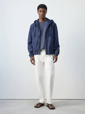 Kurtka z denimu z kapturem atramentowy  - Mężczyzna - - MANGO MAN