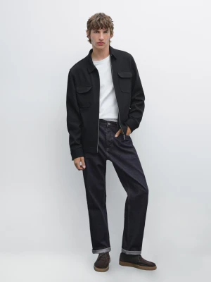 Kurtka Z Diagonalu Z Mieszanki Bawełny Z Kieszeniami - Granatowy - - Massimo Dutti - Mężczyzna