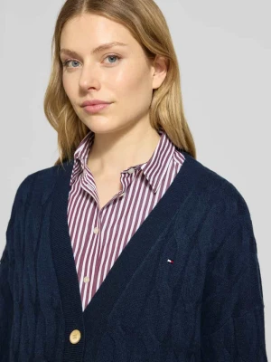 Kurtka z dzianiny o kroju oversized z czystej wełny Tommy Hilfiger Granatowy