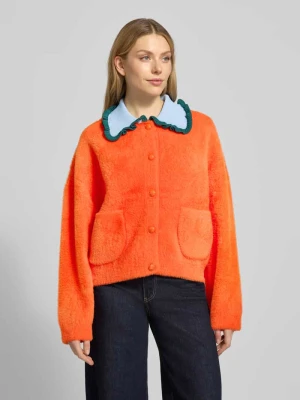 Kurtka z dzianiny o kroju regular fit z kołnierzem z falbanami model ‘JARDENER’ Essentiel Antwerp