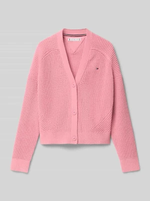 Kurtka z dzianiny o kroju regular fit z prążkowaną fakturą model ‘CHENILLE’ Tommy Hilfiger Teens