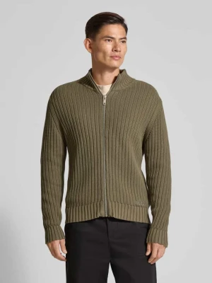 Kurtka z dzianiny o kroju regular fit z prążkowanej bawełny model ‘SRITON’ HUGO