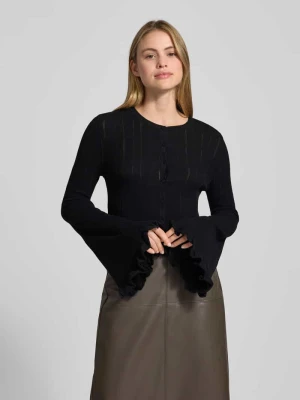 Kurtka z dzianiny o kroju slim fit z ażurowym wzorem model ‘Vitis’ Bash