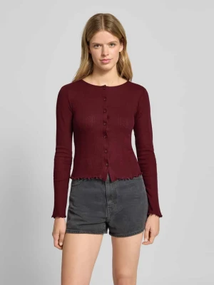Kurtka z dzianiny o kroju slim fit z czystej bawełny model ‘MARIE’ Pieces Ciemnoczerwony
