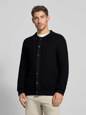 Kurtka z dzianiny z ażurowym wzorem model ‘TOKE’ casual friday