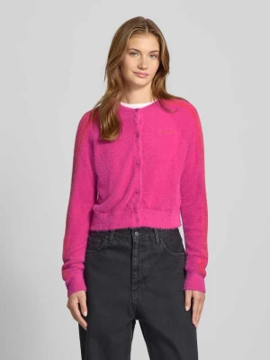 Kurtka z dzianiny z charakterystycznymi dla marki paskami w kontrastowym kolorze model ‘Fluffy’ adidas Originals