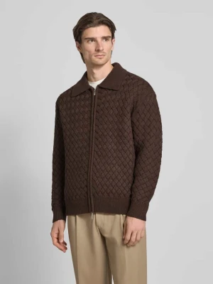 Kurtka z dzianiny z fakturowanym wzorem i dwustronnym zamkiem błyskawicznym JAKE*S STUDIO MEN