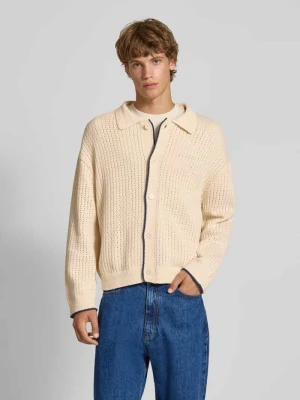 Kurtka z dzianiny z kołnierzykiem polo i listwą guzikową REVIEW