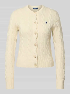 Kurtka z dzianiny z mieszanki lnu i kaszmiru ze ściegiem warkoczowym Polo Ralph Lauren