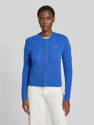 Kurtka z dzianiny z mieszanki lnu i kaszmiru ze ściegiem warkoczowym Polo Ralph Lauren