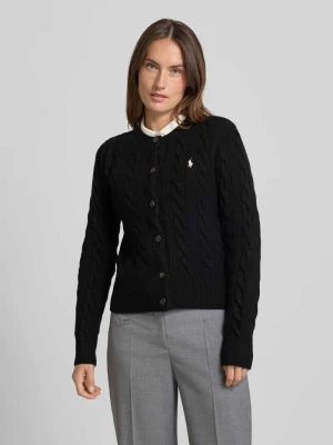 Kurtka z dzianiny z mieszanki lnu i kaszmiru ze ściegiem warkoczowym Polo Ralph Lauren