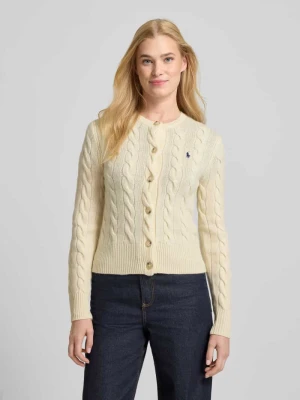 Kurtka z dzianiny z mieszanki lnu i kaszmiru ze ściegiem warkoczowym Polo Ralph Lauren