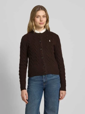 Kurtka z dzianiny z mieszanki lnu i kaszmiru ze ściegiem warkoczowym Polo Ralph Lauren