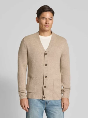 Kurtka z dzianiny z mieszanki wełny i kaszmiru z dekoltem w serek Christian Berg Men