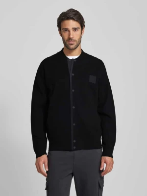 Kurtka z dzianiny z naszywką z logo model ‘Drop Needle’ BOSS Green