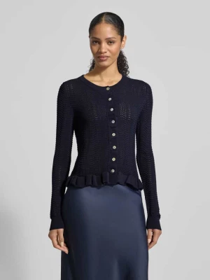 Kurtka z dzianiny z okrągłym dekoltem i falistym wykończeniem Christian Berg Woman Selection