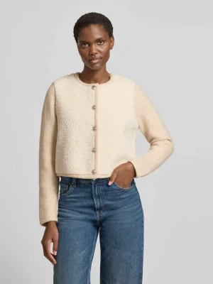 Kurtka z dzianiny z okrągłym dekoltem i listwą guzikową Oui