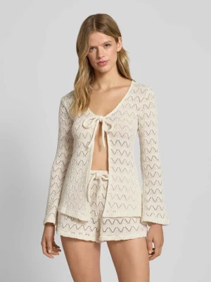 Kurtka z dzianiny z rozkloszowanymi rękawami model ‘Isadora’ Gina Tricot Beżowy