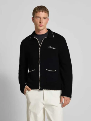 Kurtka z dzianiny z wykładanym kołnierzem i listwą guzikową REVIEW