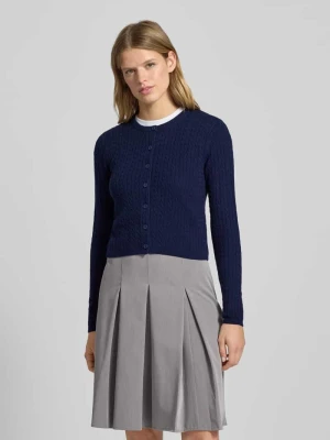 Kurtka z dzianiny ze ściegiem warkoczowym i okrągłym dekoltem REVIEW