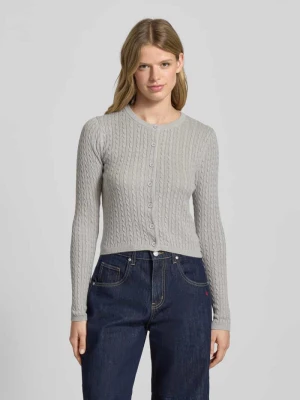 Kurtka z dzianiny ze ściegiem warkoczowym i okrągłym dekoltem REVIEW