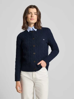 Kurtka z dzianiny ze ściegiem warkoczowym i wyhaftowanym logo Gant