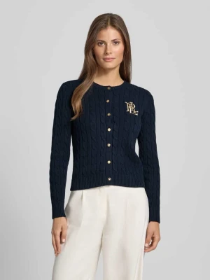 Kurtka z dzianiny ze ściegiem warkoczowym i wyhaftowanym logo model ‘RALHAN’ Lauren Ralph Lauren