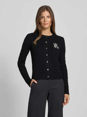 Kurtka z dzianiny ze ściegiem warkoczowym i wyhaftowanym logo model ‘RALHAN’ Lauren Ralph Lauren