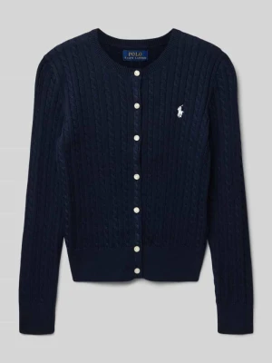 Kurtka z dzianiny ze ściegiem warkoczowym i wyhaftowanym logo Polo Ralph Lauren Teens