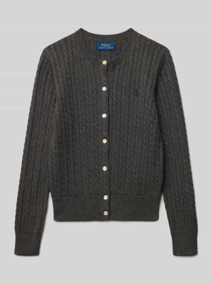 Kardigan z warkoczowym splotem i naszytym logo Polo Ralph Lauren Teens