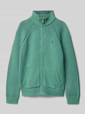 Kurtka z dzianiny ze stójką i wyhaftowanym logo Polo Ralph Lauren Teens