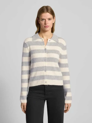 Kurtka z dzianiny ze wzorem w paski i kołnierzykiem polo Review