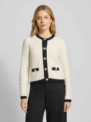 Kurtka z dzianiny z efektem bouclé i okrągłym dekoltem Christian Berg Woman Selection