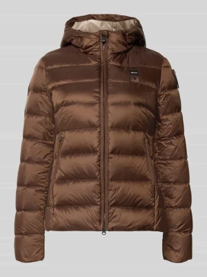Kurtka puchowa z efektem pikowania z detal z logo model 'Charme' Blauer Usa Ciemnobrązowy
