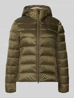 Kurtka puchowa z efektem pikowania z detal z logo model 'Charme' Blauer Usa Oliwkowy