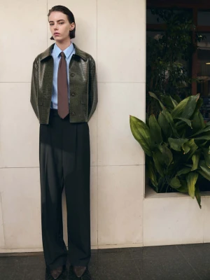 Kurtka z efektem skóry krokodyla khaki - Kobieta - - MANGO