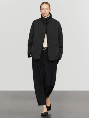 Kurtka Z Falistymi Przeszyciami - Czarny - Massimo Dutti - Female