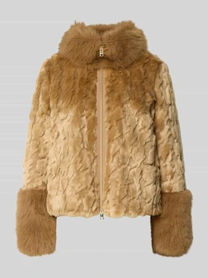 kurtka z imitacji futra o kroju regular fit z zamkiem błyskawicznym dwustronnym model 'COLLECTIONS D' Marc Cain Camel