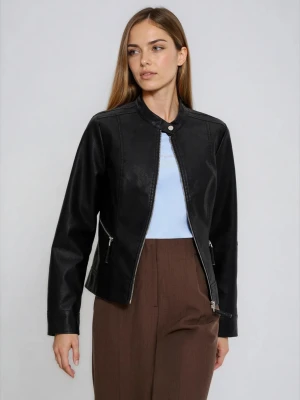 Kurtka z imitacji skóry czarna Moodo