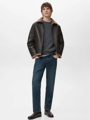 Kurtka z imitacji skóry z barankiem czekoladowy - Mężczyzna - - MANGO MAN