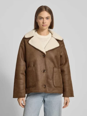 Kurtka z imitacji skóry z podszewką z futerka Review