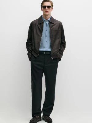 Kurtka Z Kieszenią Ze Skóry Nappa - Brązowy - Massimo Dutti - Male
