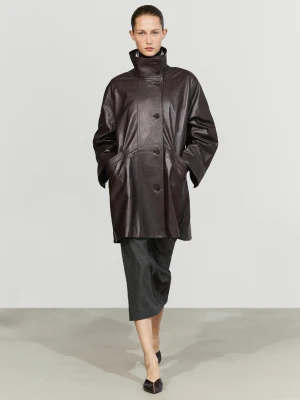 Kurtka Z Kieszeniami Ze Skóry Nappa - Brązowy - Massimo Dutti - Female