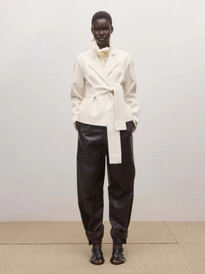 Kurtka z klapami i wiązanym paskiem kremowy / écru - Kobieta - - MANGO