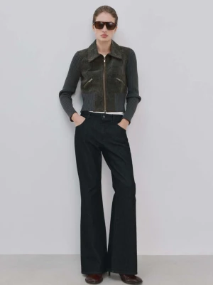 Kurtka z łączonych materiałów z dzianiną antracytowy - Kobieta - - MANGO