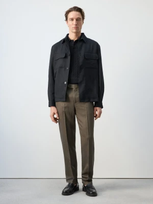 Kurtka z lyocellu z marszczeniem na plecach granatowy - Mężczyzna - - MANGO MAN